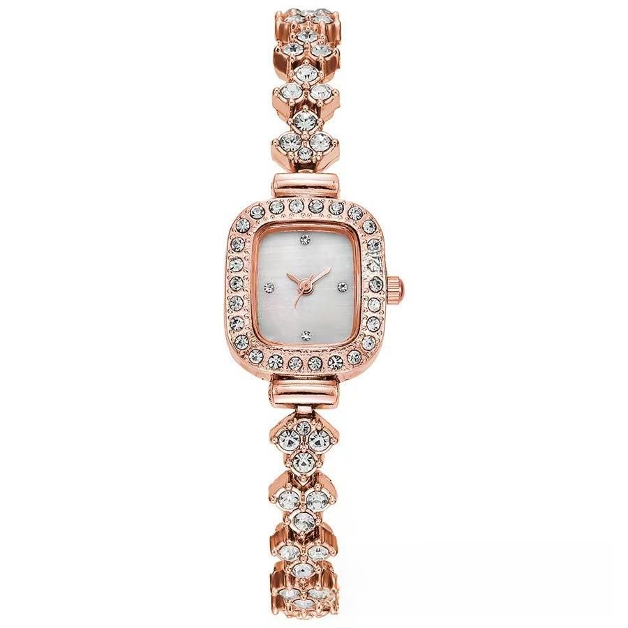 

Классические квадратные женские кварцевые часы с металлическим браслетом для повседневной носки розового золота