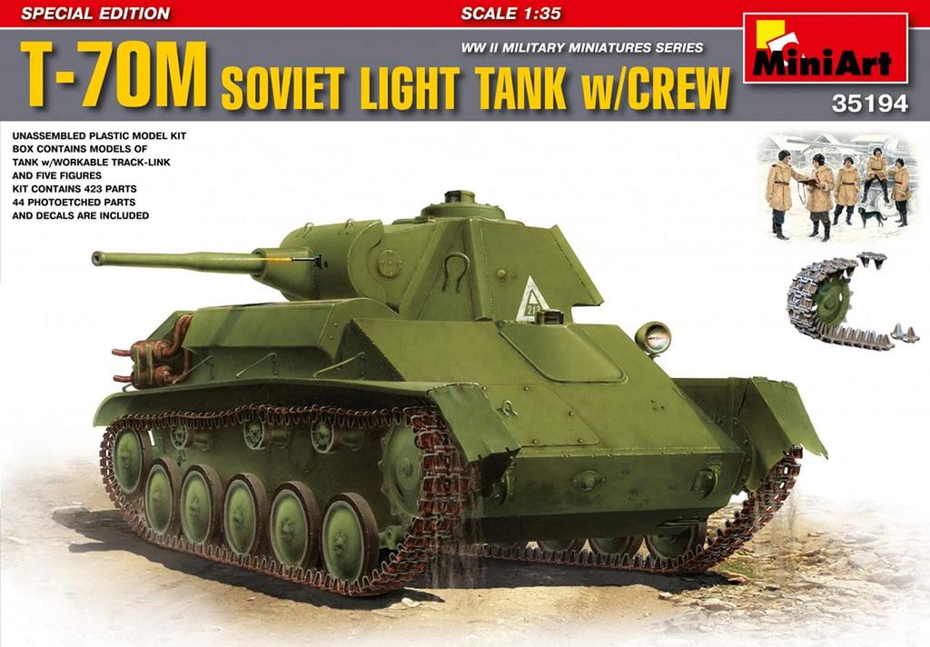 MiniArt Light Tank Special Edition with 5 Soviet Tank Crew Figures Plastic Model 1/35 T-70M