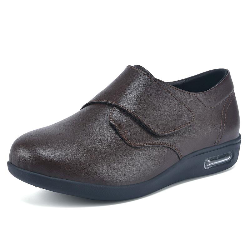 

Модная кожаная обувь для мужчин среднего и пожилого возраста, повседневная кожаная обувь на липучке, удобная и легкая 37 красно-желтовато-коричневый