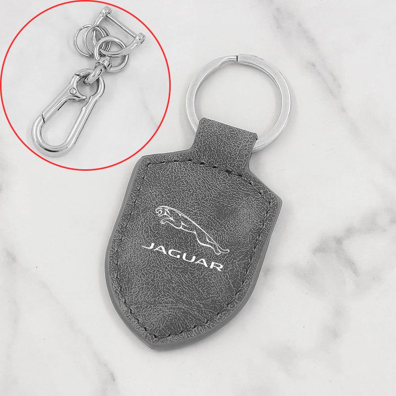 Carbon Fiber Pattern Leather Keychain for Jaguar XEL, F-Pace, F-Type, and XF