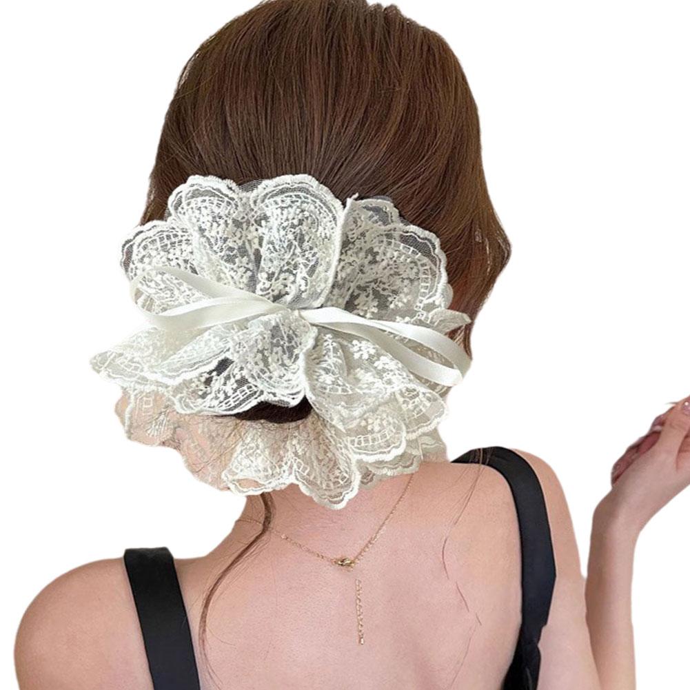 Adjustable Embroidery Lace Double Layered Headband Hair Headband Ribbon Movable Floral Headband M4A0