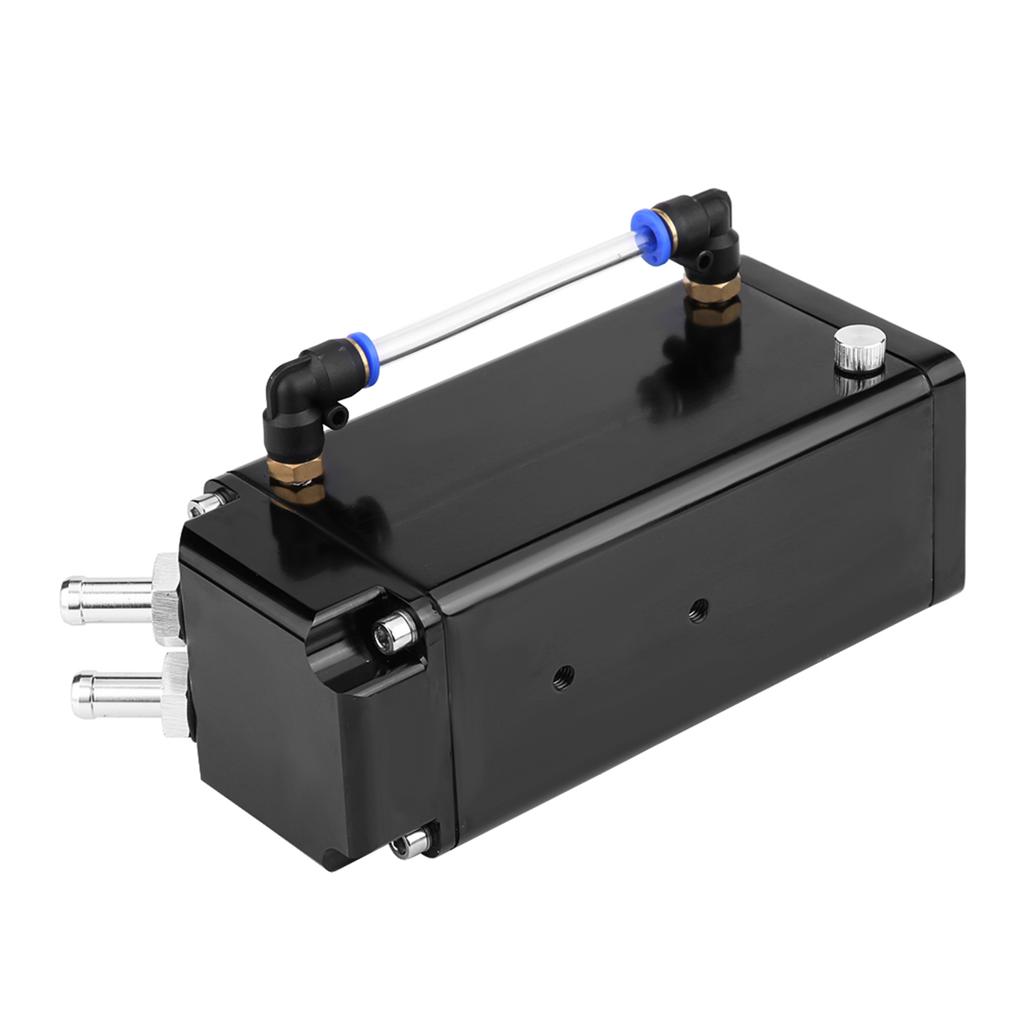 Square Style Billet Aluminum Engine Oil Catch Reservoir Breather Tank Can Kit Black