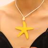 Holiday Starfish Necklace Resin Starfish Pendant Necklace Adjustable String Coastal Necklace for Women Girls Summer Beach Vacation