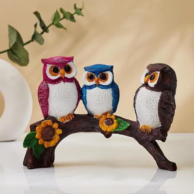 Beautiful Resin Owl Family Decorative Statue for Home Decor (Multicolor), 20L X 7W X 14.5H CM