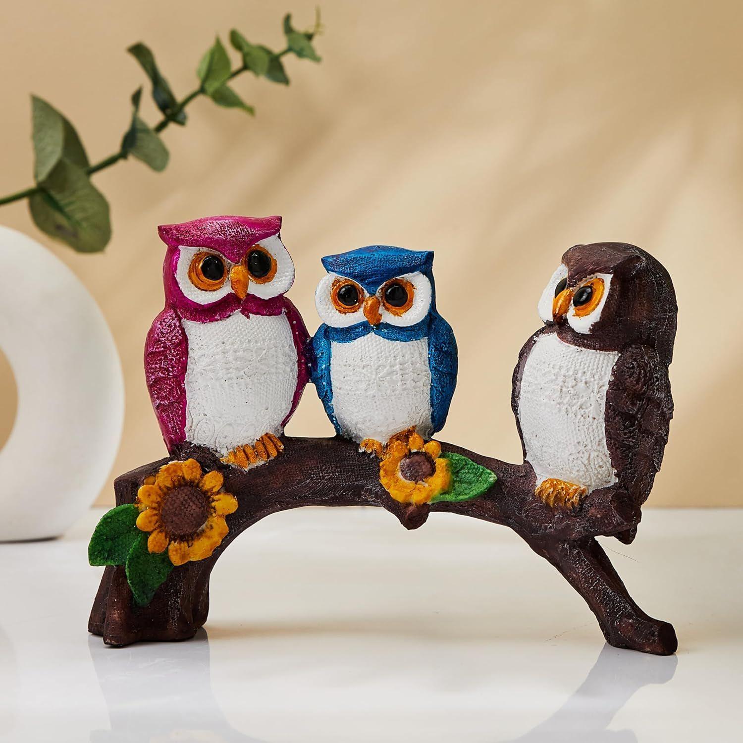 

Beautiful Resin Owl Family Decorative Statue for Home Decor (Multicolor), 20L X 7W X 14.5H CM