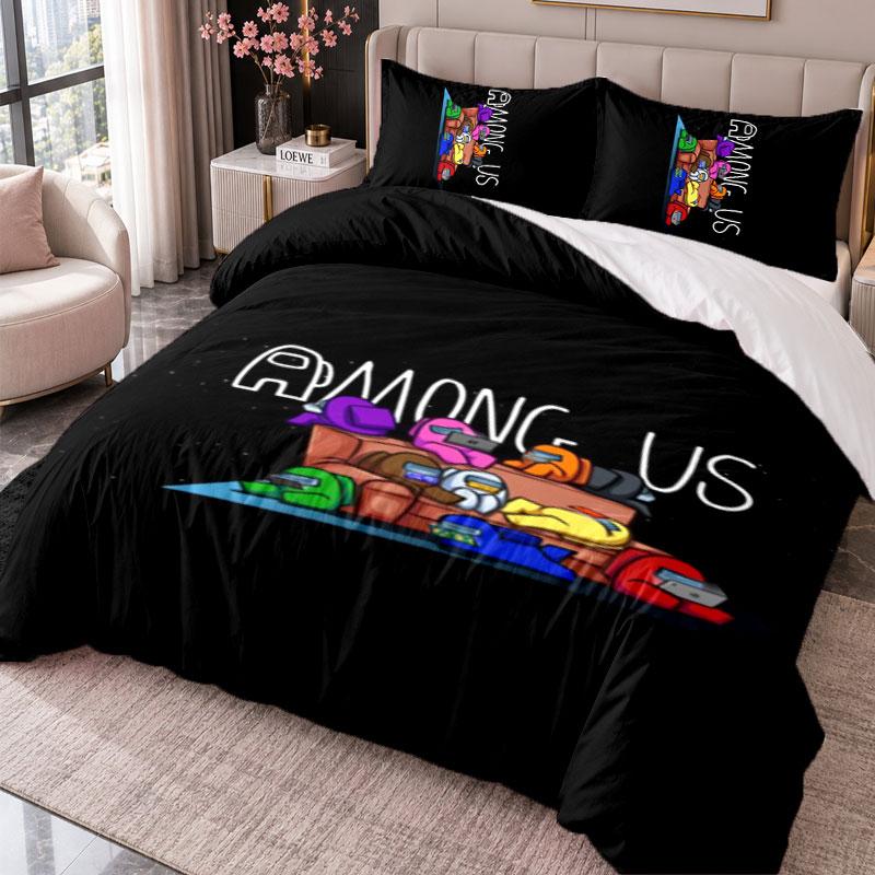 Among Us 3Pcs Bedding Set Duvet Cover With Two Pillowcases For Bedroom Home Decoration