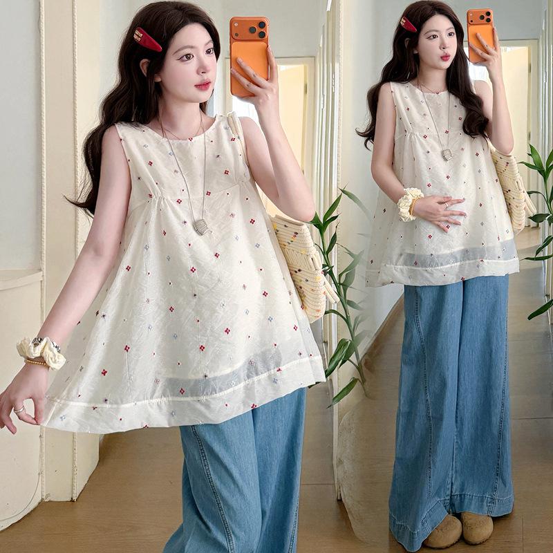 2026 Korean Style Embroidered Maternity Summer Vest M