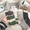Winter Thickened Wool Dot Yarn Striped Socks for Women, Contrasting Color Plush Warm Mid-calf Pile Socks