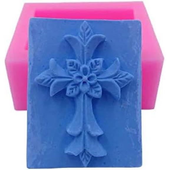 GreatMold Cross Handmade Silicone Soap Mold FlowerRectangle Silicone Mold for Natural Soap Classic Aromatherapy Plaster Mould (Rectangle)