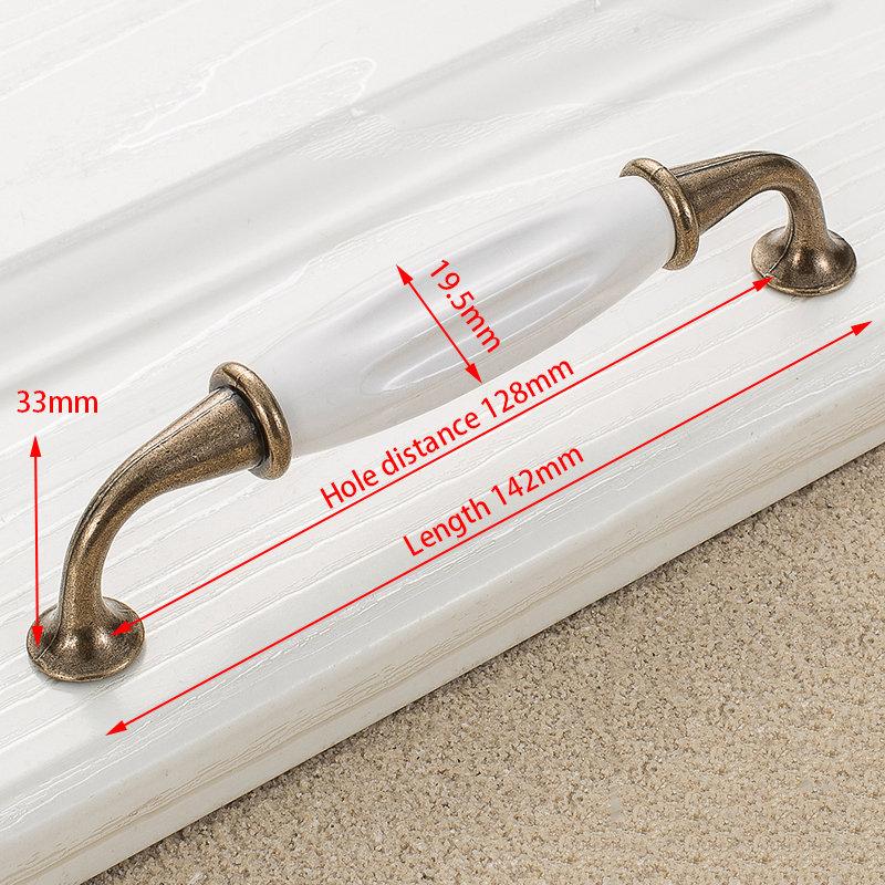 KAK Antique Bronze White Ceramic Cabinet Handles Zinc Alloy Drawer Knobs Wardrobe Door Handle Simple European Furniture Hardware