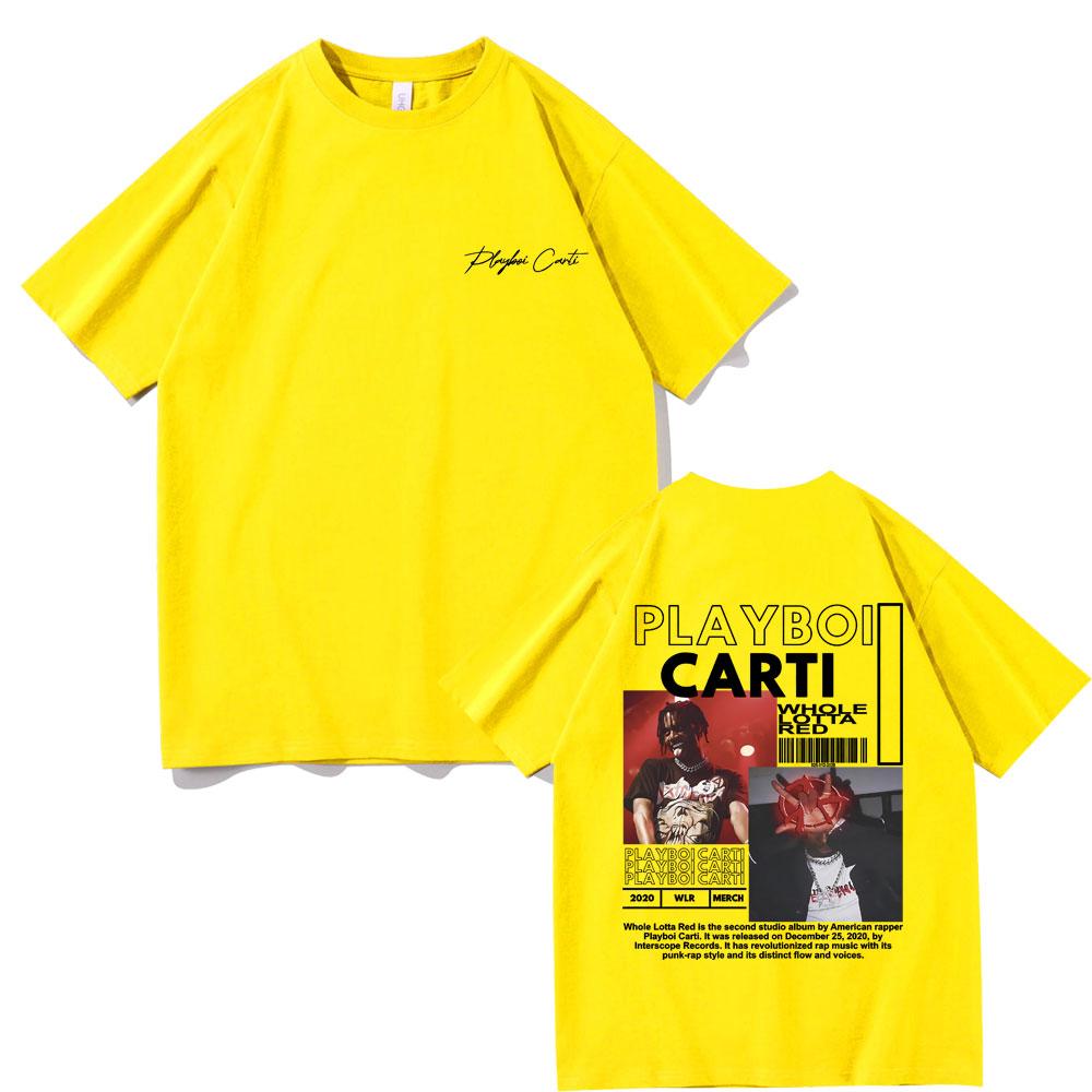 Rapper Playboi Carti Whole Lotta Red 2020 Album Graphic Tshirt Men Hip Hop Vintage T-shirt Short Sleeve Street Oversized T Shirt