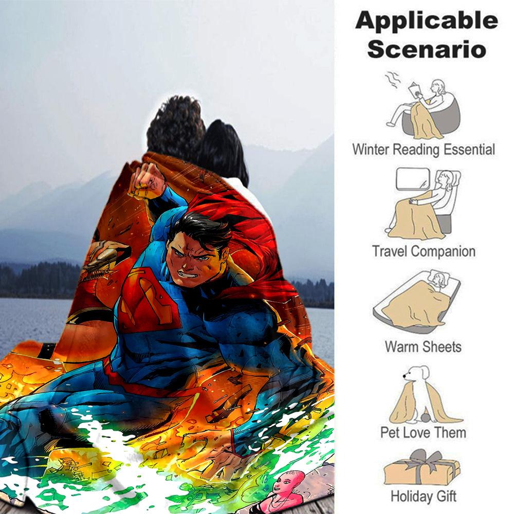 1pc The heroic Superman Flannel Blanket Soft Warm Throw for Home, Office, Travel, All-Season Cozy Bedding Gift L1456