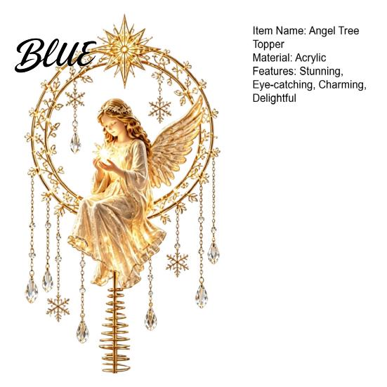 Holiday Table Centerpiece with Topper Acrylic Winged Tree Topper Christmas Angel Treetop Ornament Spring Base