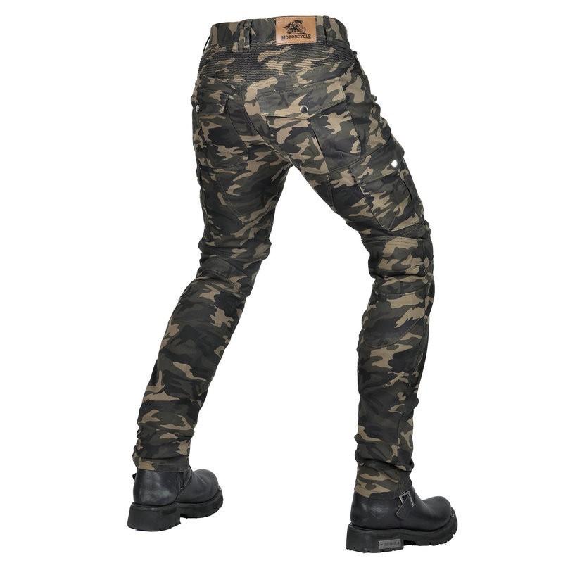 Mens Motorcycle Riding Pants With Multiple Pockets Tactical Camo Protective Gear Street Racing Off-Road Use