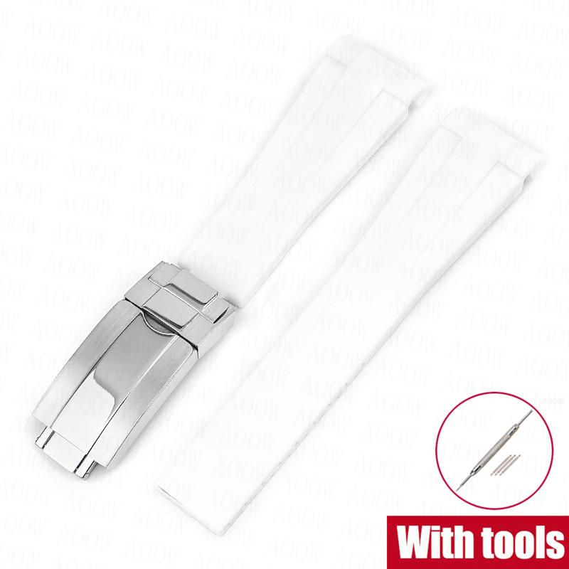 20mm Rubber Strap for Rolex GMT Daytona Submariner Waterproof TPU Curved End Replace Watch Band for Omega X Swatch MoonSwatch