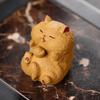 Chinese Yixing Purple Clay Sculpture Tea Pet Cute Lucky Cat Statue Decor Tea Figurine Desktop Ornaments  Tea Set Decoration