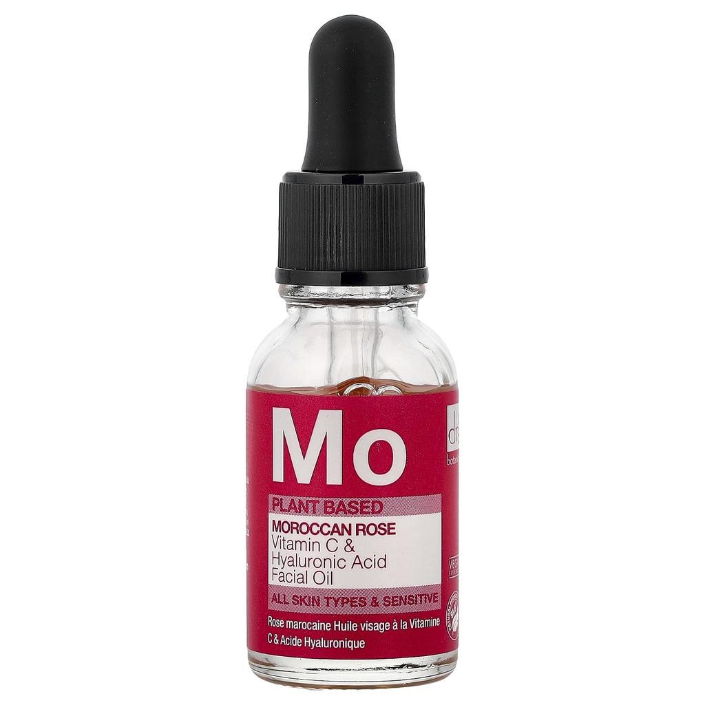 DR. BOTANICALS Moroccan Rose Vitamin C & Hyaluronic Acid Facial Oil, Suitable for All Skin Types, Sensitive Skin, 15 Ml (0.51 Fl Oz)