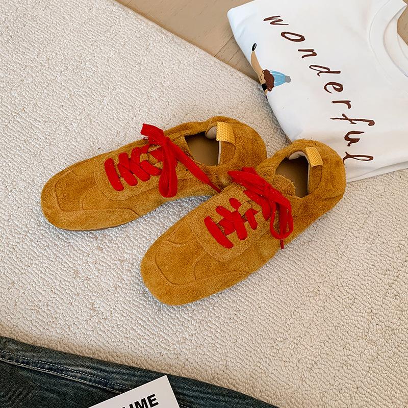 

Sweet and ugly cute German training shoes flat women s single shoes 2025 new versatile lace-up Boken shoes sports and leisure shoes spring and summer 40 оранжевый