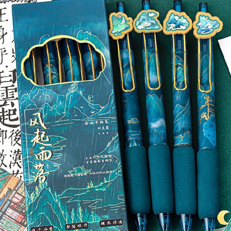 4Pieces Vintage Retractable Gel Pen for Writing Journaling 0.5MM Tip Gel Inks Pen Quick Dry Office School Supplies