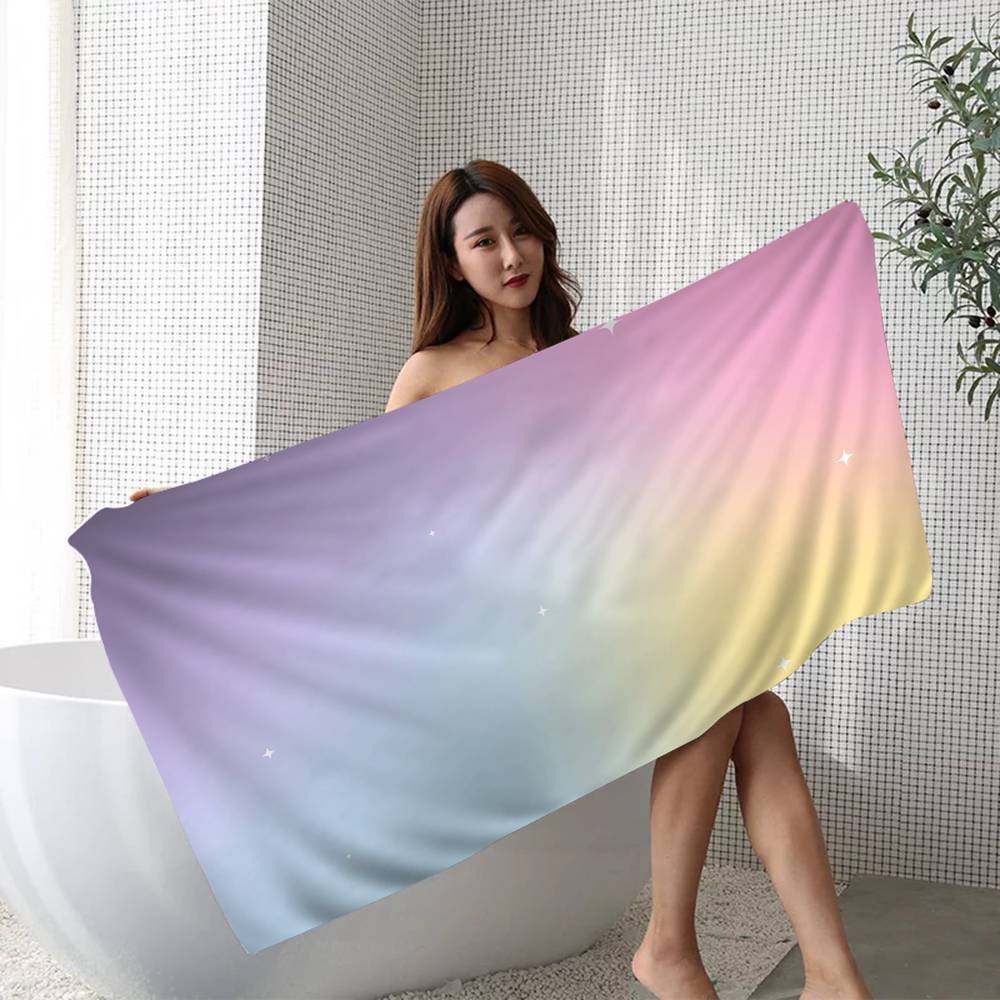 

Gradient Color Simple Fresh Style INS Anime Beach Swimming Towel Soft Absorbent Washcloth Children s Gifts For Kids Travel W30*H60(CM)