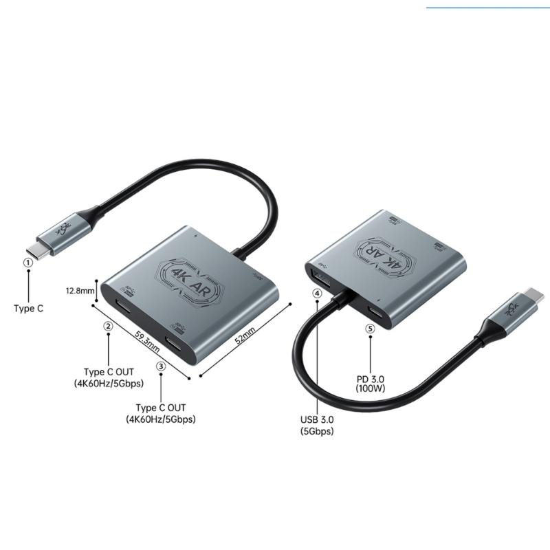 USB C To Double AR Glasses Adapter With Fast Charging And USB 3.0 Data Transfer For Gaming Consoles Laptops