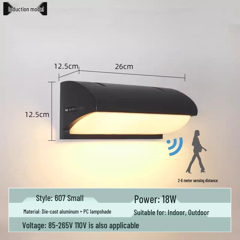 Lampă de Perete de Exterior în Formă de Lună, Rezistentă la Apă, cu Senzor Infraroșu, pentru Curte, Balcon și Prag