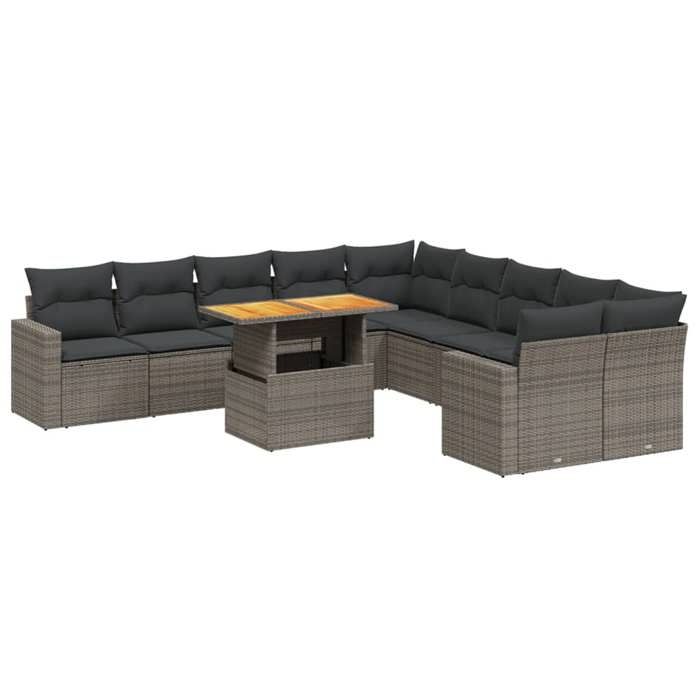 VidaXL Garden Lounge Set with Cushions 11 Pcs, Patio Sofas, Patio Furniture Set, Outdoor Furniture, Grey 3271508