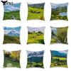 Blue Sky Grassland Square Cushion Cover Soft Pillow Case Bedroom Sofa Car Chair Home Decorative Pillowcases 45X45Cm