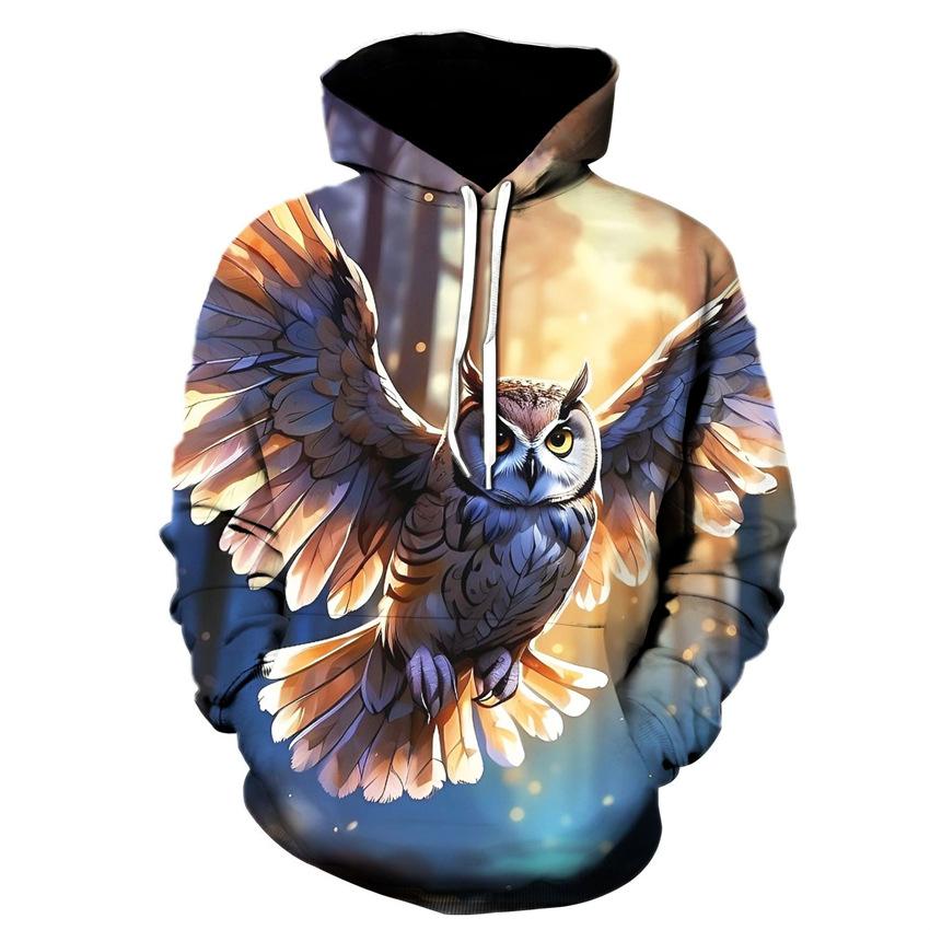 Мужская толстовка с капюшоном Art Owl с 3D-цифровой печатью, повседневные мужские и женские толстовки