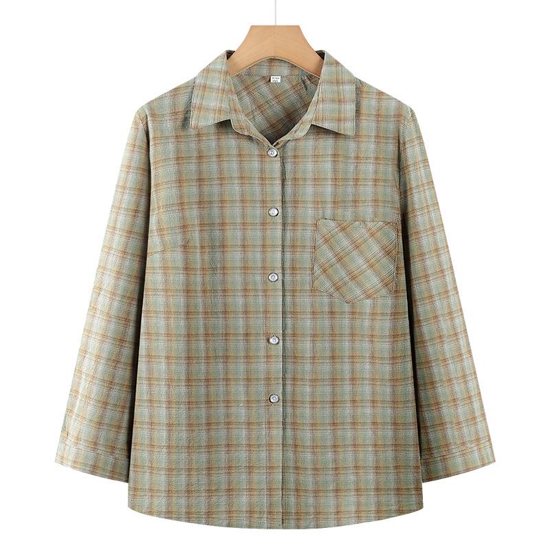 

2026 New Style Cotton Nine-Sleeve Summer Shirts for Middle-Aged & Elderly Women 3XL (110-125 kg)