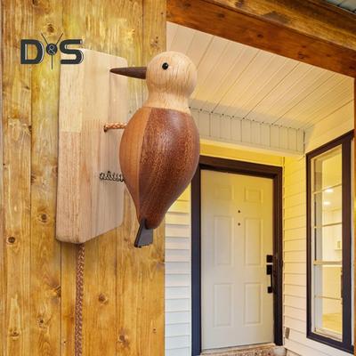 Campanello per porta a forma di picchio, in legno, fatto a mano, autoadesivo, battente per porta a forma di picchio, vintage, per porta d'ingresso, porta della stanza