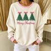 Women's Casual Long Sleeve Sweatshirt with Tree and Letter Print for Everyday Wear