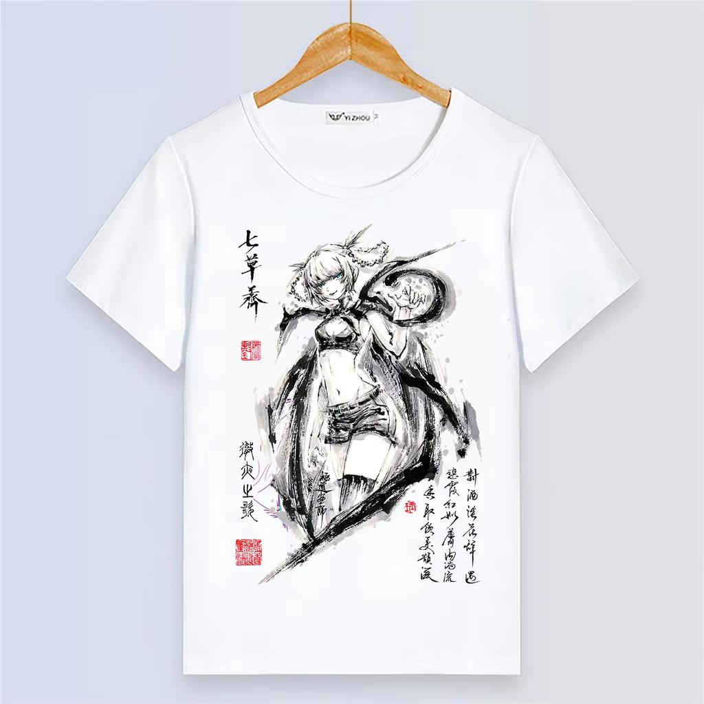 Breathable White Summer Short Sleeve Tshirt With Cartoon Print From Anime Call of the Night Unisex And Unisex TShirt