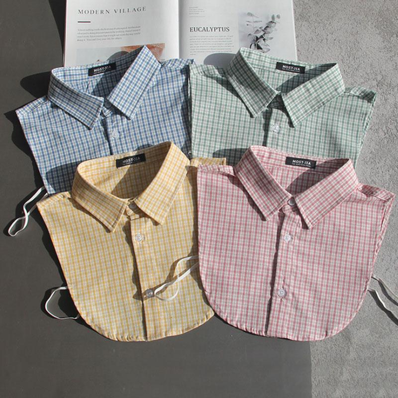 Plaid Fake Collar Shirt Children Print Collares Mujer Cotton Detachable Collar Choker Kids Boys Girls Removable Half Shirt