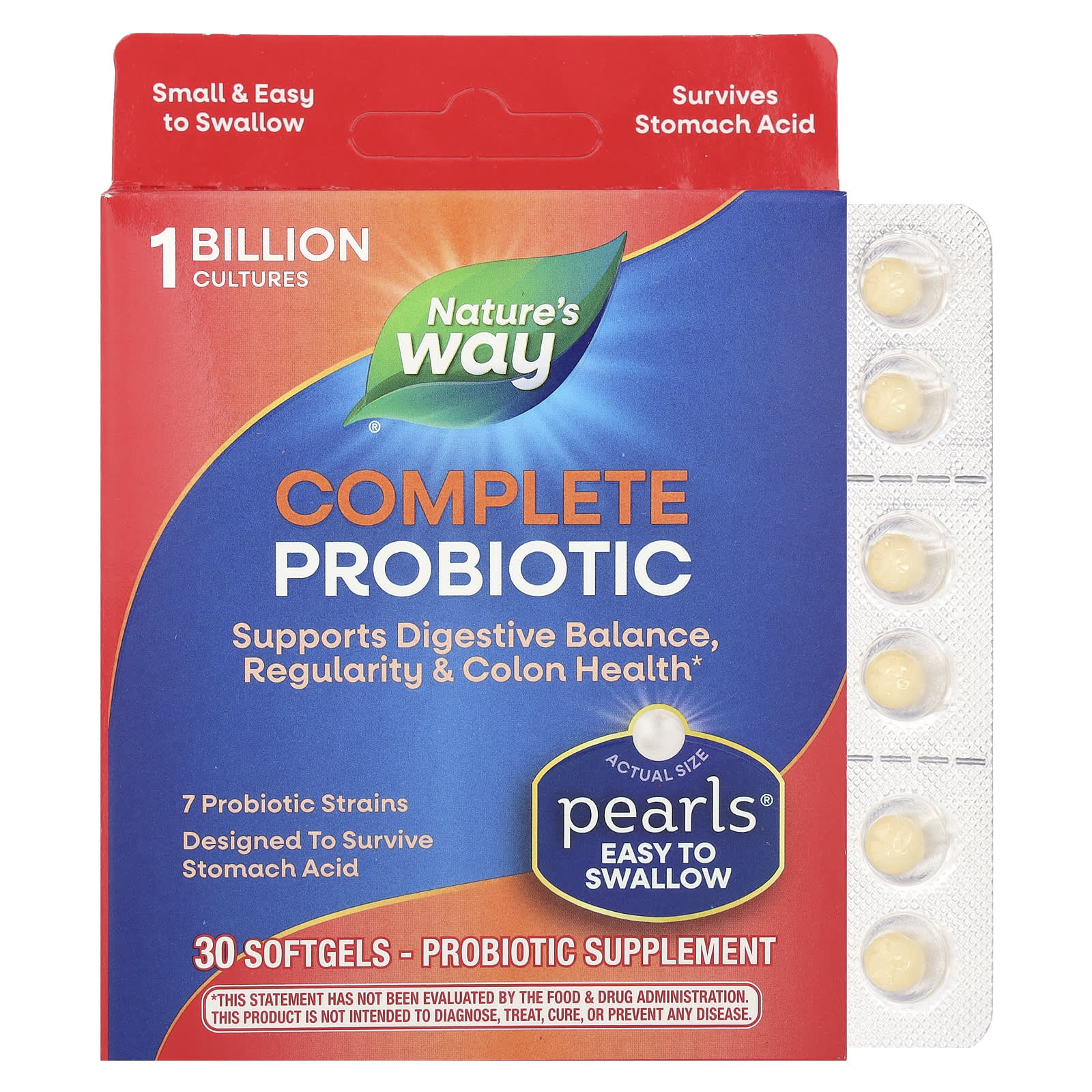 

Nature S Way, Complete Probiotic Pearls, 1 Billion Cfu, 30 Softgels