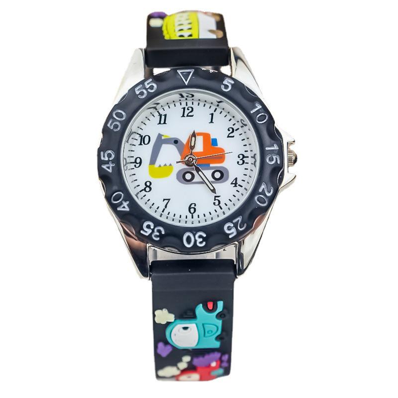 Korean 3D Cute Excavator & Go-Kart Quartz Watch for Boys - Silicone Strap