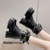 Fashion Large Size 35-42 Women's New Soft Bottom Motorcycle Boots Women Platform Knight Short Boots Lace-up Fad Ankle Boots Botas Mujer