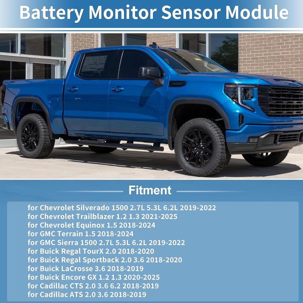 No.13545953 Battery Sensor for Chevrolet Silverado 1500 for GMC Sierra 1500 2.7L 5.3L 6.2L 2019-2022 for Chevy Equinox 1.5 2018-2024 Battery Monitor