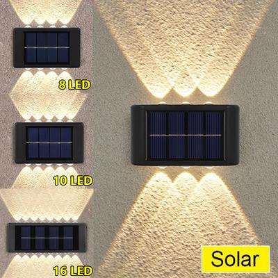 16/12/10/8/6/4/2 LED Solarna Lampa Ścienna Zewnętrzna Wodoodporna Oświetlenie Górne i Dolne do Dekoracji Ogrodu Płotu Światło Słoneczne