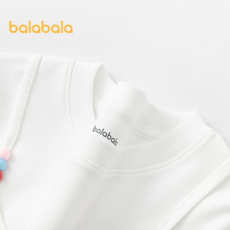 Balabala Girls' Faux Two-Piece Short Sleeve T-Shirt