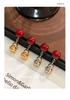 Cui Yan S925 Sterling Silver Chinese Style Red Cinnabar Gourd Stud Earrings for Women - New Year Edition