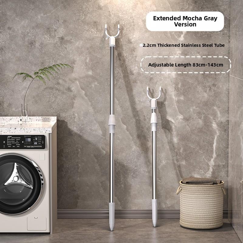 Retractable Clothes Drng Rod Single Prong Clothes Hanger Storage Organizer for Home Dormi Stainl Steel PP Material