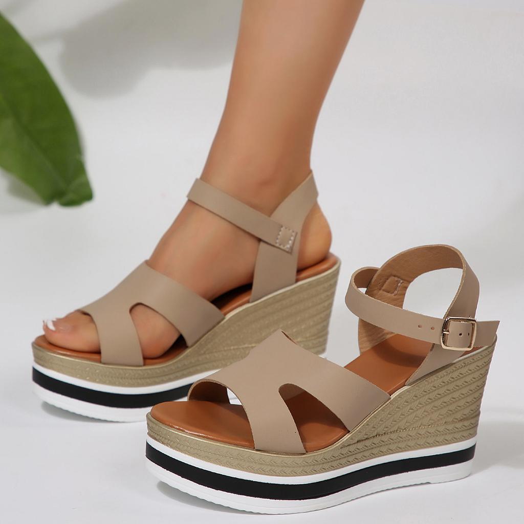 Fashion Fashion Cross Strap Wedge Sandals Women Summer Beach Non Slip Thick Bottom Sandals Woman Buckle Strap Chunky Platform Sandalias