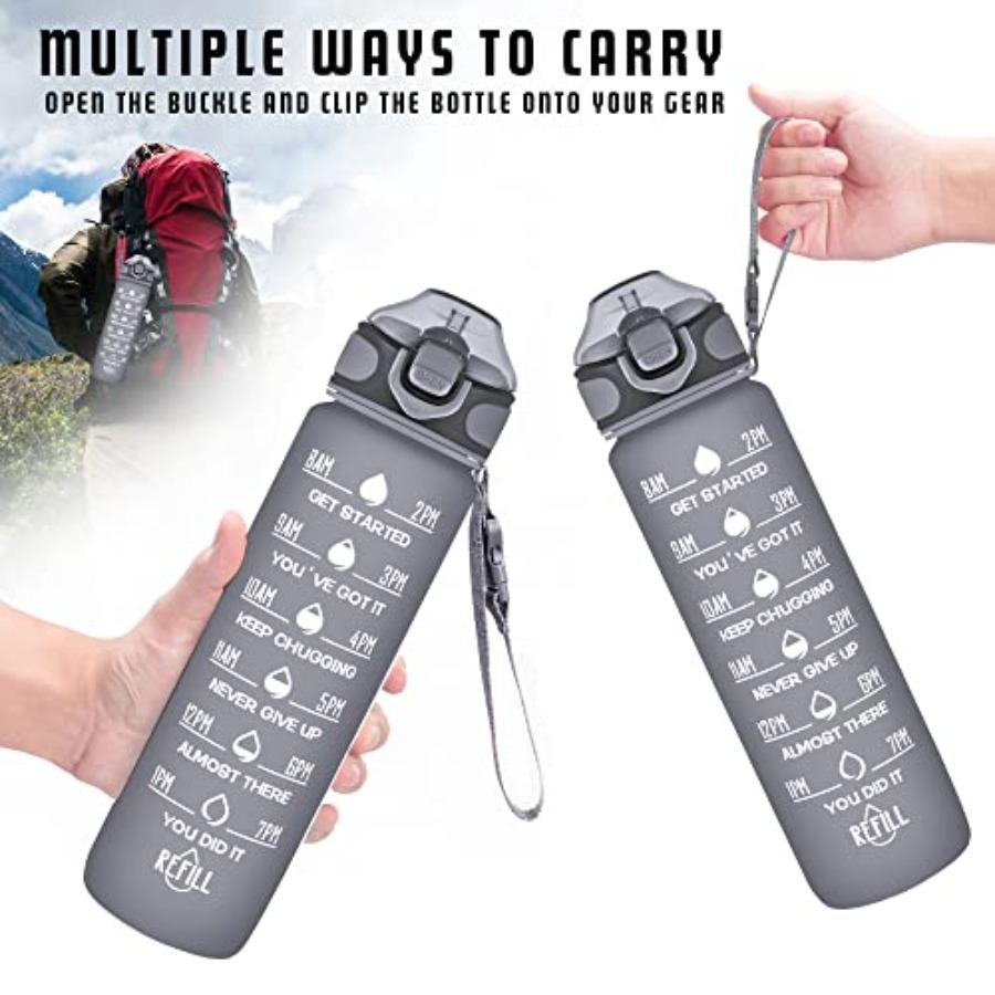 32 Oz Drinking Water Bottle with Times To Drink and Straw Motivational with Carrying Strap Leakproof BPA Toxic Free Ensure You