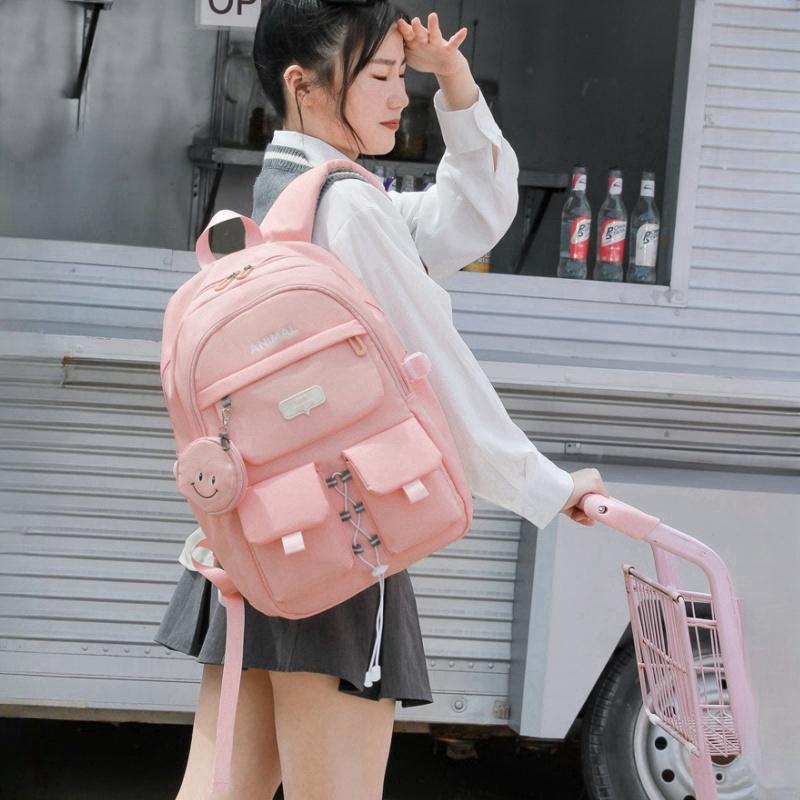 JLD Genți de școală noi, din nailon de înaltă calitate, rezistente la uzură, pentru elevi de liceu, ghiozdan la modă, de culoare solidă, rucsac de mare capacitate pentru fete și adolescenți