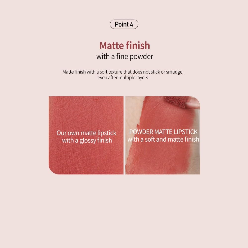MACQUEEN NEWYORK Puder Matter Lippenstift Lippenstift Matt Hochpigmentiert Hohe Haftung Farbecht Koreanische Kosmetik Rot Rot 3,5g Langanhaltend (#05