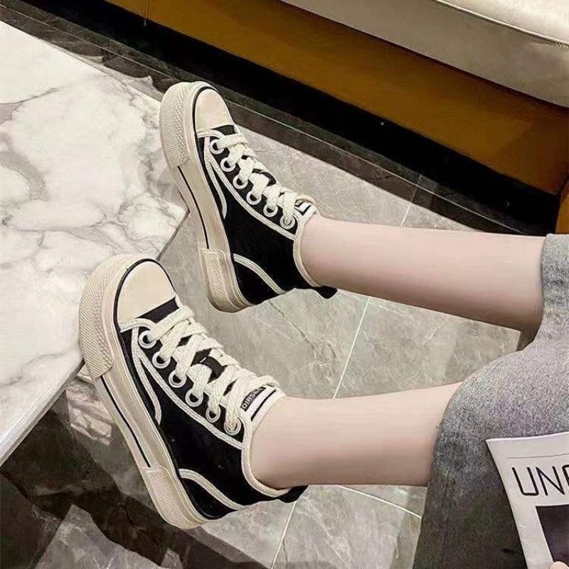 Shoes Women's 2025 Spring and Autumn Thin High-top Little White Shoes Platform Canvas Shoes Women's Ins Niche Versatile Casual