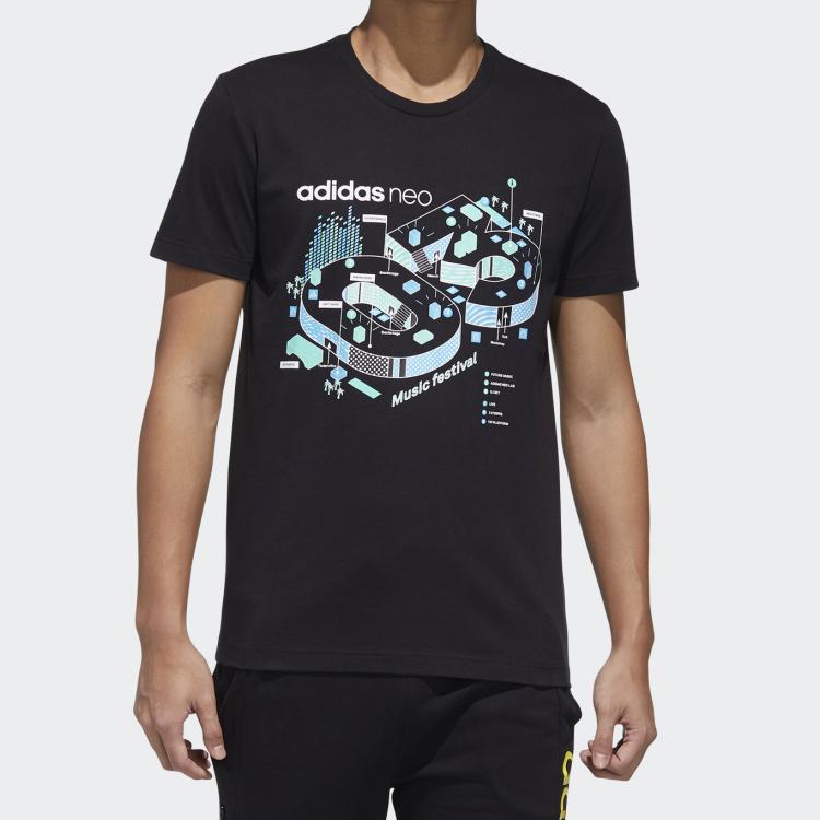 Adidas Neo Tee Sport Round Neck Short Sleeve Men Tops Black GL1194