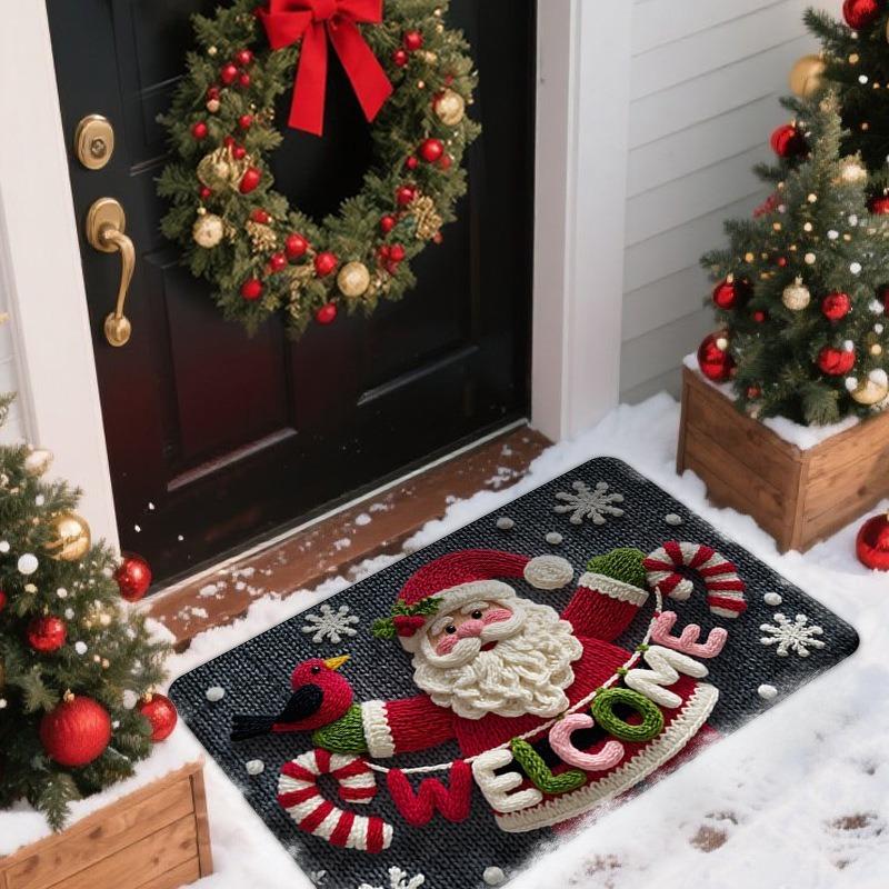 

Christmas Doormat Non-Slip Santa Claus Design Indoor Outdoor Use for Home Entrance Floor Mat Merry Christmas Decor 40cmx60cm