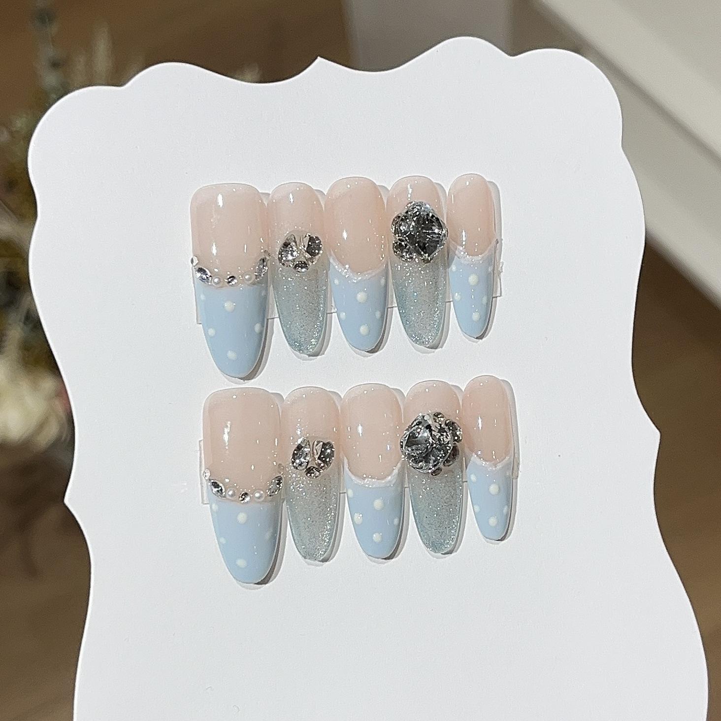 

Остров Миу Миу Дымчато-голубой Французский Белый Горошек Штрих Гипсовая Дрель Носить Доспехи L